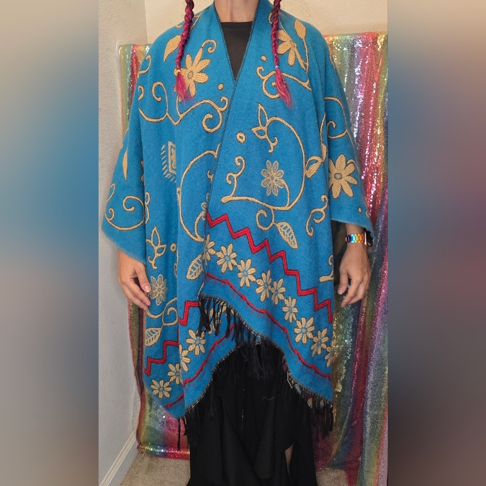 Turquoise Shawl Kimono Tribal